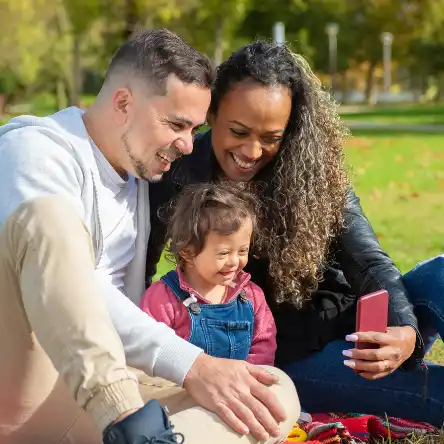 Picture of a happy family at the park